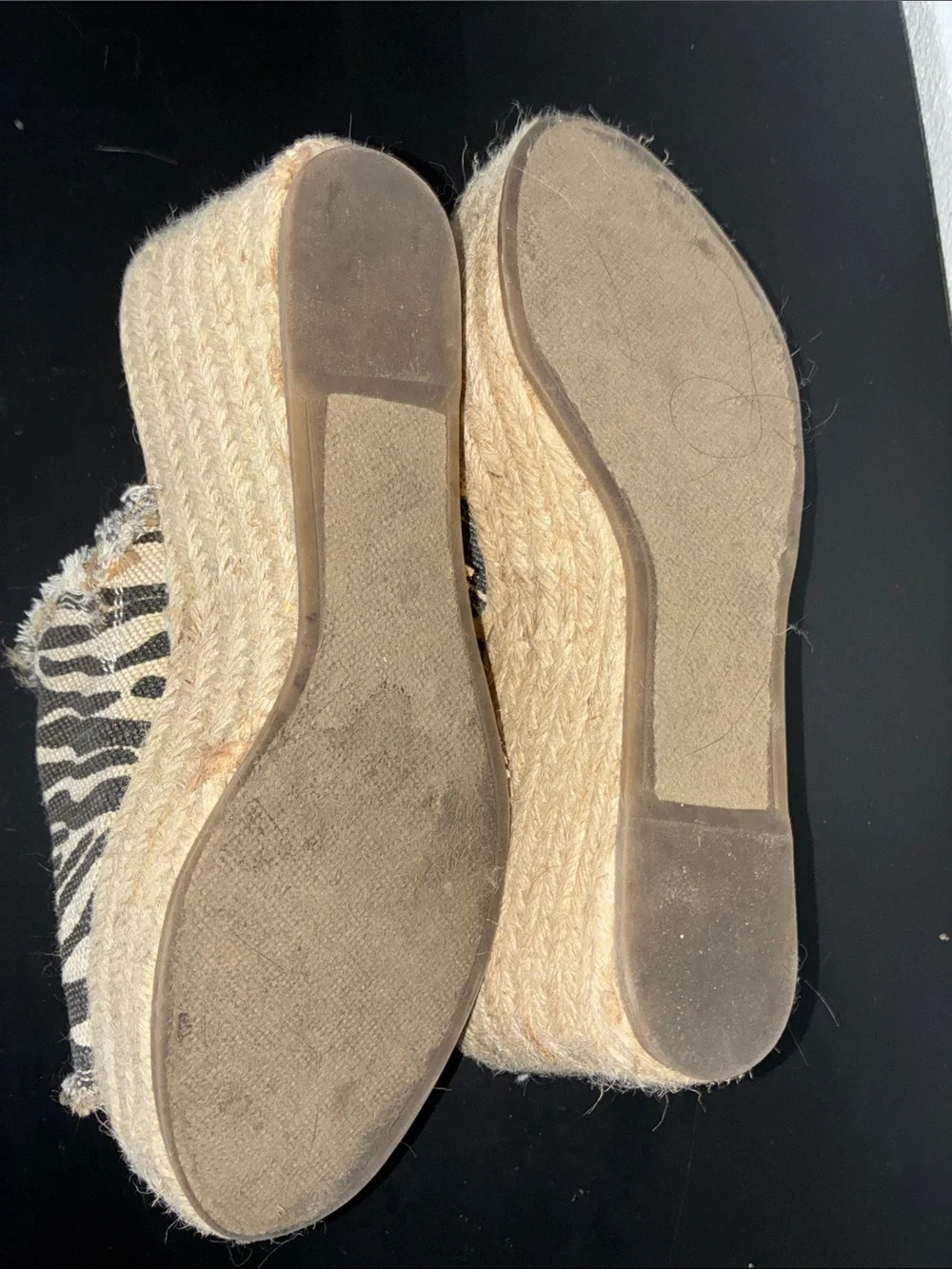 Sugar Women's Zebra Print Espadrille Wedge Slide Sandals - Black & Cream